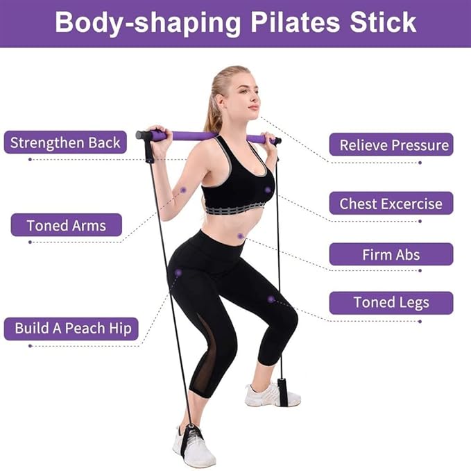 Barre de Pilates Portable avec Bandes de Résistance