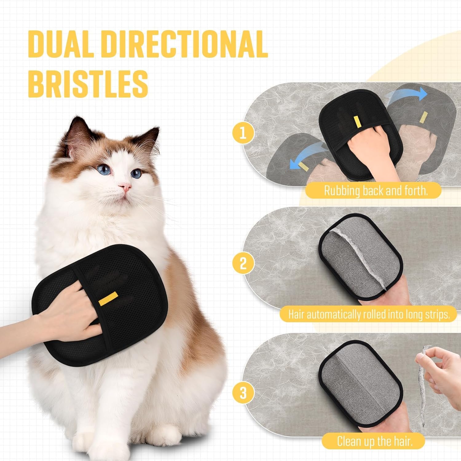 Gant de Toilettage Ramasse-Poils pour Animaux