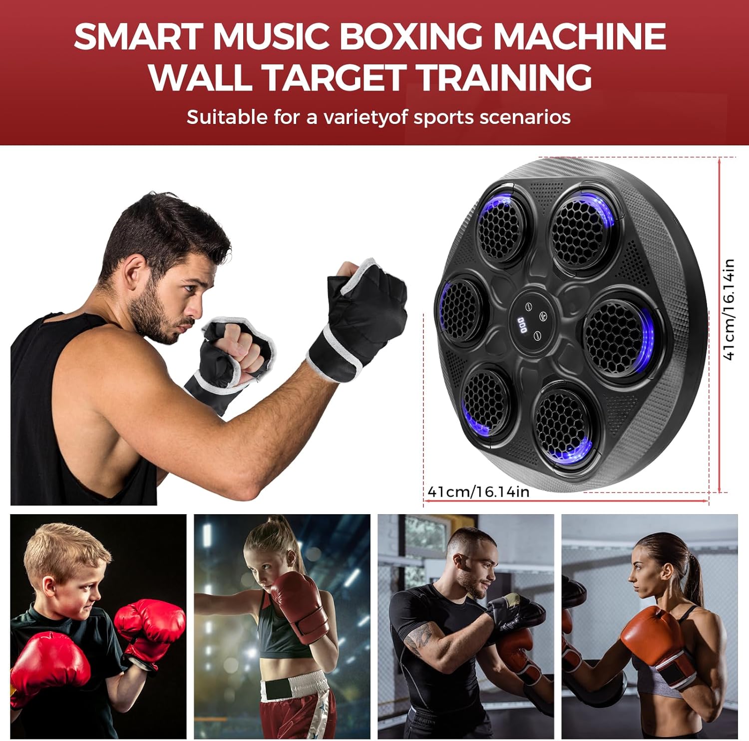 Cible Murale de Boxe Musicale Connectée Bluetooth