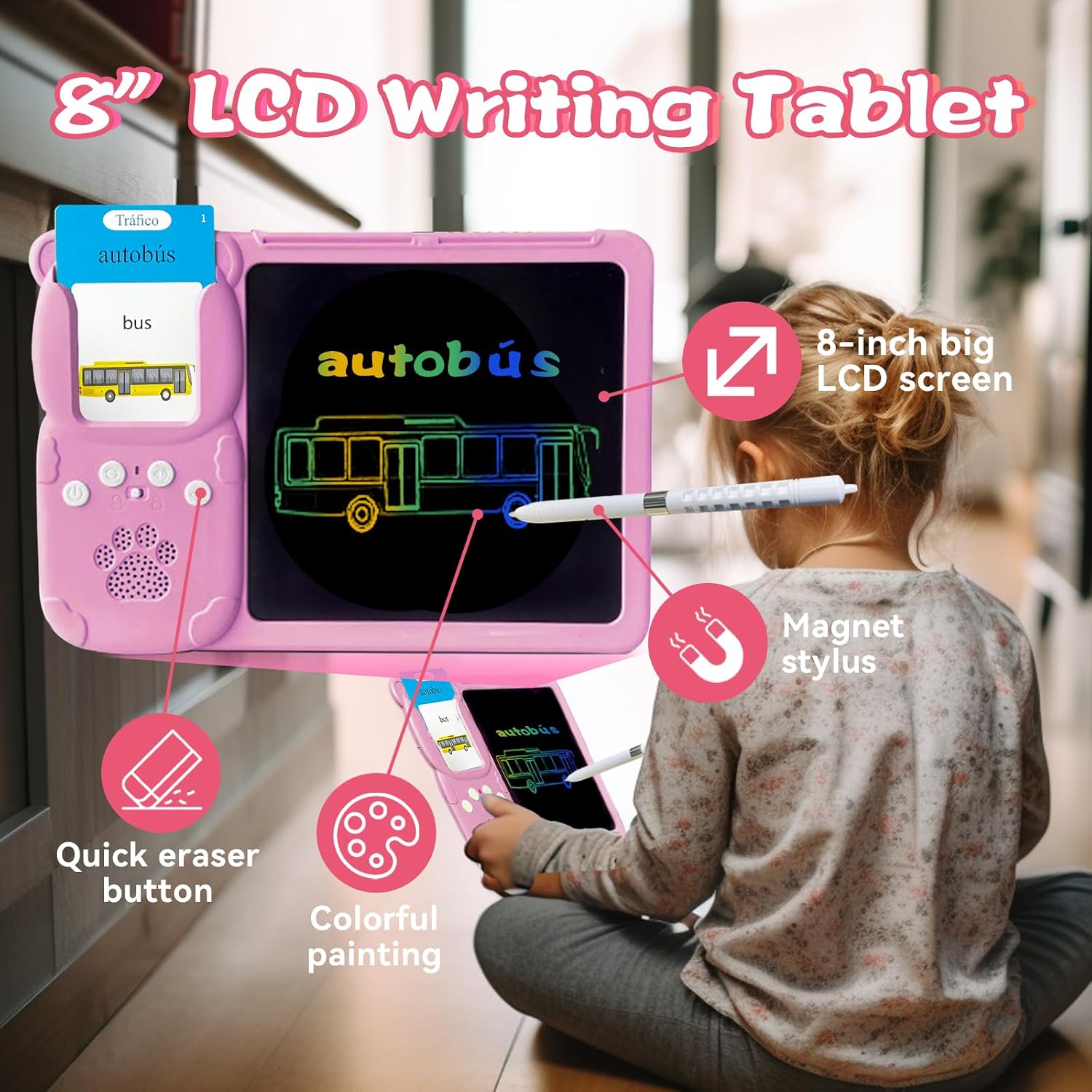 Tablette Éducative Parlante Bilingue & Ardoise – 224 Cartes