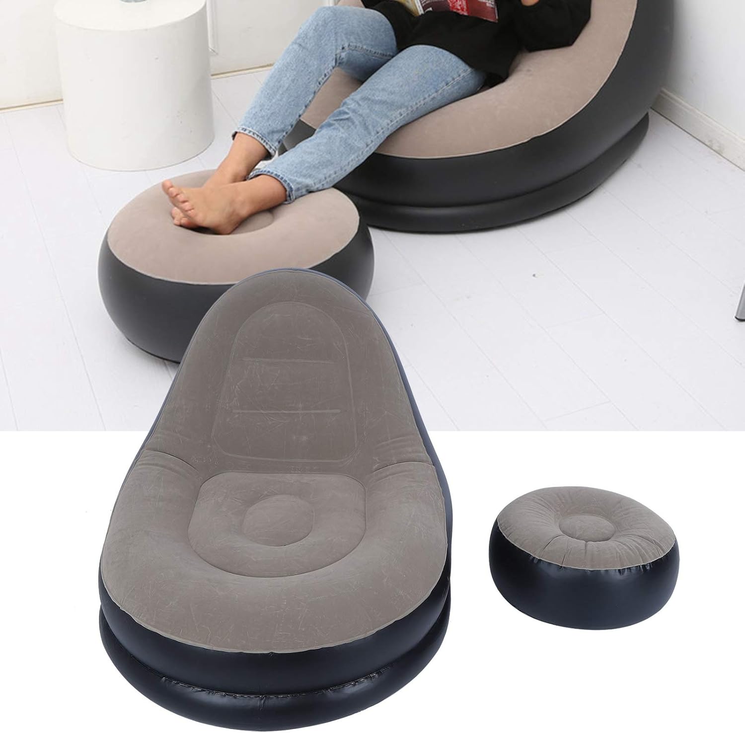 Fauteuil Gonflable Ergonomique avec Repose-Pieds Confort